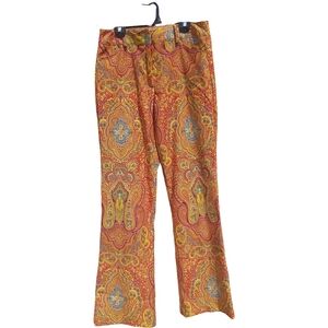 F.L Malik Paisley Print Pants in Orange